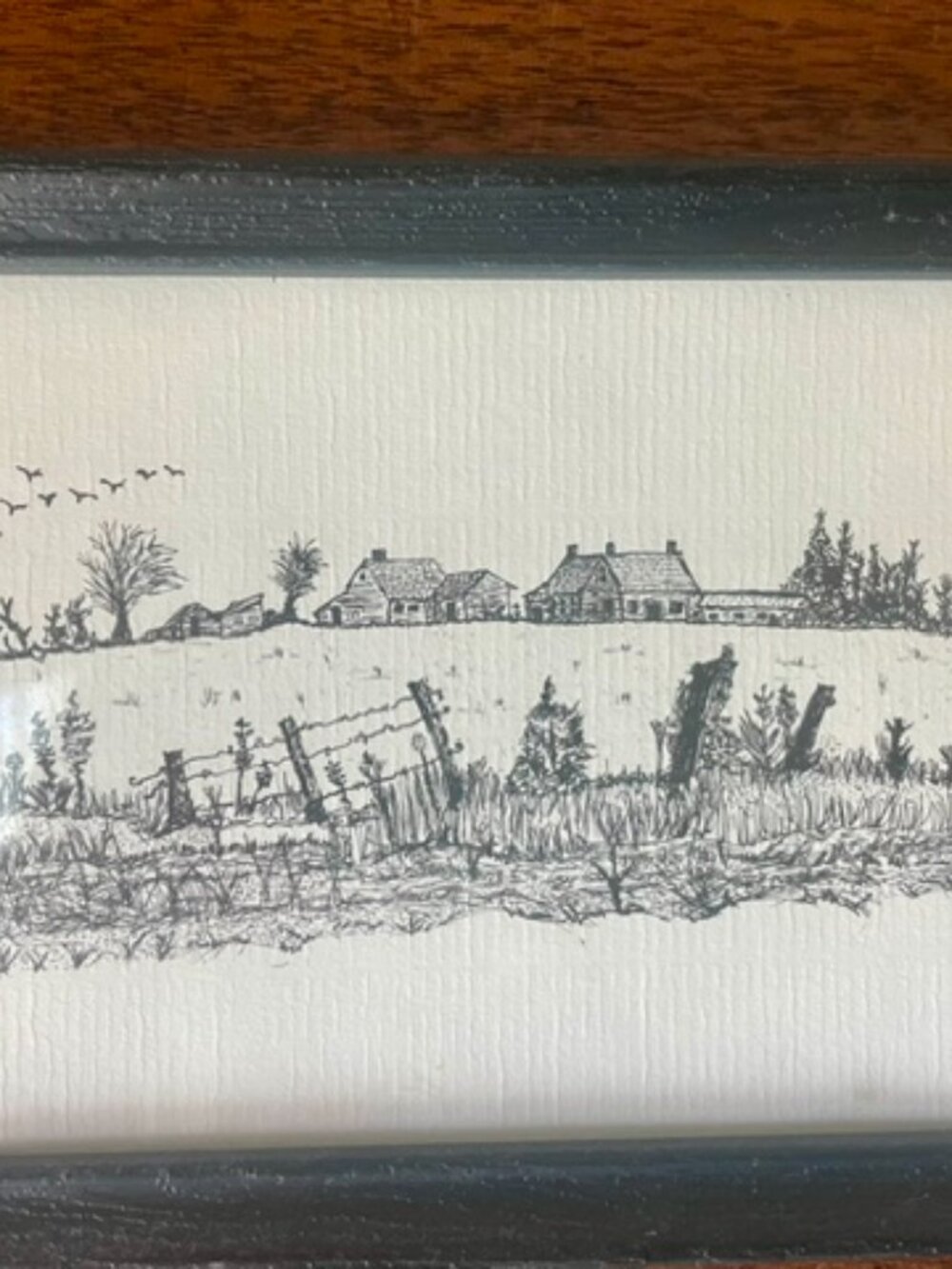 Miniature Art Work Black & White Farm Houses